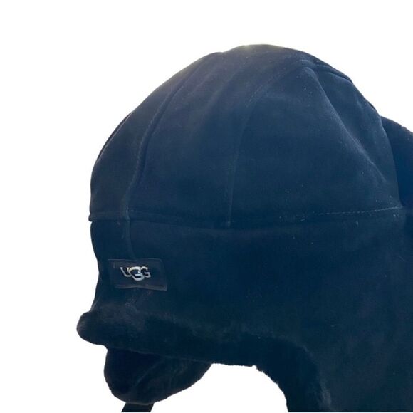 UGG black leather suede sheepskin trapper fur hat main image 6